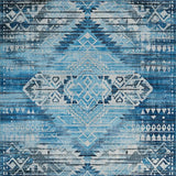 Ultra Soft Area Rug, Non Slip, Stain Resistant, Washable Area Rugs for Living Room, Bedroom, Rustic Neutral Tiled Arrangement(Blue)