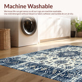 Ultra Soft Area Rug, Non Slip, Stain Resistant, Washable Area Rugs for Living Room, Bedroom, Luxurious Vintage Diamond Pattern(White)