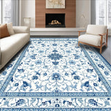 Ultra Soft Area Rug, Non Slip, Stain Resistant, Washable Area Rugs for Living Room, Bedroom, Sophisticated Colorful Plant Patterns(White)