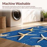 Ultra Soft Area Rug, Non Slip, Stain Resistant, Washable Area Rugs for Living Room, Bedroom, Coastal Starfish Navy Living Room Rug(Blue)