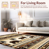 Ultra Soft Area Rug, Non Slip, Stain Resistant, Washable Area Rugs for Living Room, Bedroom, Charming Vintage Wildlife Art(Beige)
