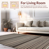 Ultra Soft Area Rug, Non Slip, Stain Resistant, Washable Area Rugs for Living Room, Bedroom, Reversible Braided Farmhouse Entryway Cotton Rug(Brown)