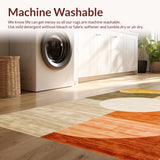 Ultra Soft Area Rug, Non Slip, Stain Resistant, Washable Area Rugs for Living Room, Bedroom, Artful Vintage Curved Lines(Gold)