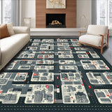 Ultra Soft Area Rug, Non Slip, Stain Resistant, Washable Area Rugs for Living Room, Bedroom, Urban Cartoon Landscape Vibes(Gray)