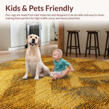 Ultra Soft Area Rug, Non Slip, Stain Resistant, Washable Area Rugs for Living Room, Bedroom, Retro Greek Key Living Room Gold Accent Rug(Gold)