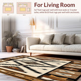 Ultra Soft Area Rug, Non Slip, Stain Resistant, Washable Area Rugs for Living Room, Bedroom, Waterproof Runner with Navajo Inspired Design(Beige)