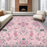 Ultra Soft Area Rug, Non Slip, Stain Resistant, Washable Area Rugs for Living Room, Bedroom, Charming Pastel Floral Whimsy(Pink)