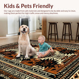 Ultra Soft Area Rug, Non Slip, Stain Resistant, Washable Area Rugs for Living Room, Bedroom, Soft Textured Organic Shapes(Brown)