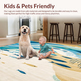 Ultra Soft Area Rug, Non Slip, Stain Resistant, Washable Area Rugs for Living Room, Bedroom, Shoreline Bright Colors Fish Beige Area Ocean Theme(Blue)