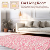Ultra Soft Area Rug, Non Slip, Stain Resistant, Washable Area Rugs for Living Room, Bedroom, Rustic Textured Print with a Cozy Vibe(Pink)