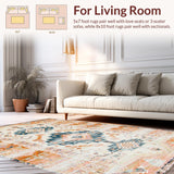 Ultra Soft Area Rug, Non Slip, Stain Resistant, Washable Area Rugs for Living Room, Bedroom, Minimalist Bright Geometric Elements(Orange)