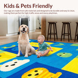 Ultra Soft Area Rug, Non Slip, Stain Resistant, Washable Area Rugs for Living Room, Bedroom, Lively Animal Alphabet Composition(Yellow)