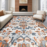 Ultra Soft Area Rug, Non Slip, Stain Resistant, Washable Area Rugs for Living Room, Bedroom, Contemporary Artsy Floral Arrangement(Gray)