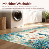 Ultra Soft Area Rug, Non Slip, Stain Resistant, Washable Area Rugs for Living Room, Bedroom, Underwater Explorer Rug Sea Animal Pattern Carpet for Children(Blue)
