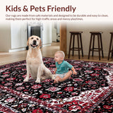 Ultra Soft Area Rug, Non Slip, Stain Resistant, Washable Area Rugs for Living Room, Bedroom, Chic Abstract Artful Floral Composition(Black)