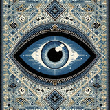 Ultra Soft Area Rug, Non Slip, Stain Resistant, Washable Area Rugs for Living Room, Bedroom, Evil Eye Ethnic Motif Accent(Blue)