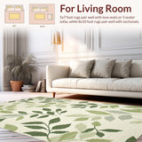 Ultra Soft Area Rug, Non Slip, Stain Resistant, Washable Area Rugs for Living Room, Bedroom, Vibrant Botanical Print Inspiration(Beige)