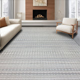 Ultra Soft Area Rug, Non Slip, Stain Resistant, Washable Area Rugs for Living Room, Bedroom, Modern Striped Decorative Touch(Gray)