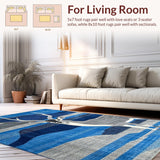 Ultra Soft Area Rug, Non Slip, Stain Resistant, Washable Area Rugs for Living Room, Bedroom, Striking Textured Animal Print(Blue)