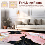 Ultra Soft Area Rug, Non Slip, Stain Resistant, Washable Area Rugs for Living Room, Bedroom, Abstract Pink and Black Fusion(Pink)