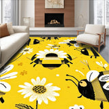 Ultra Soft Area Rug, Non Slip, Stain Resistant, Washable Area Rugs for Living Room, Bedroom, Lively Floral Circle Visual Appeal(Yellow)