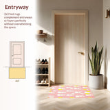 Ultra Soft Area Rug, Non Slip, Stain Resistant, Washable Area Rugs for Living Room, Bedroom, Elegant Greenery and Egg Design(Pink)