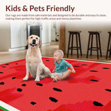 Ultra Soft Area Rug, Non Slip, Stain Resistant, Washable Area Rugs for Living Room, Bedroom, Bright Red Fun Artful Touch(Red)