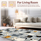 Ultra Soft Area Rug, Non Slip, Stain Resistant, Washable Area Rugs for Living Room, Bedroom, Vivid Unique Animal Art Design(Gray)