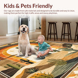 Ultra Soft Area Rug, Non Slip, Stain Resistant, Washable Area Rugs for Living Room, Bedroom, Lively Artistic Nature Elements(Brown)