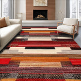 Ultra Soft Area Rug, Non Slip, Stain Resistant, Washable Area Rugs for Living Room, Bedroom, Rustic Multicolor Ethnic Motif(Red)