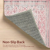 Ultra Soft Area Rug, Non Slip, Stain Resistant, Washable Area Rugs for Living Room, Bedroom, Rustic Textured Geometric Layout(Pink)
