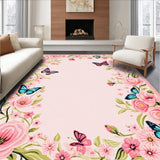 Ultra Soft Area Rug, Non Slip, Stain Resistant, Washable Area Rugs for Living Room, Bedroom, Vibrant Playful Floral Fantasy Style(Pink)