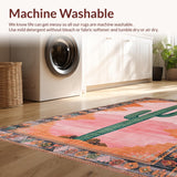 Ultra Soft Area Rug, Non Slip, Stain Resistant, Washable Area Rugs for Living Room, Bedroom, Vibrant Southwestern Floral Arrangement(Pink)