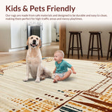 Ultra Soft Area Rug, Non Slip, Stain Resistant, Washable Area Rugs for Living Room, Bedroom, Vintage Inspired Area with Leopard Print(Beige)