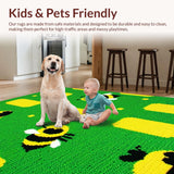 Ultra Soft Area Rug, Non Slip, Stain Resistant, Washable Area Rugs for Living Room, Bedroom, Modern Playful Insect Motif(Green)