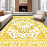 Ultra Soft Area Rug, Non Slip, Stain Resistant, Washable Area Rugs for Living Room, Bedroom, Artistic Tiled Floral Motif(Yellow)