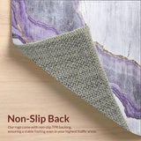 Ultra Soft Area Rug, Non Slip, Stain Resistant, Washable Area Rugs for Living Room, Bedroom, Contemporary Stone Rug Purple Veins on Grey Marble Inspired(Purple)