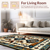 Ultra Soft Area Rug, Non Slip, Stain Resistant, Washable Area Rugs for Living Room, Bedroom, Elegant Vintage Aztec Textile Design(Beige)