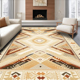 Ultra Soft Area Rug, Non Slip, Stain Resistant, Washable Area Rugs for Living Room, Bedroom, Rustic Boho Spiral Area with Woven Chevron and Earthy Accents(Beige)