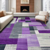 Ultra Soft Area Rug, Non Slip, Stain Resistant, Washable Area Rugs for Living Room, Bedroom, Stylish Lattice Patterned Elegance(Purple)