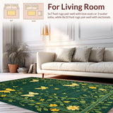 Ultra Soft Area Rug, Non Slip, Stain Resistant, Washable Area Rugs for Living Room, Bedroom, Artistic Dark Green Nature Print(Green)