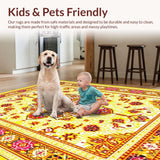 Ultra Soft Area Rug, Non Slip, Stain Resistant, Washable Area Rugs for Living Room, Bedroom, Lively Yellow Geometric Fusion(Yellow)