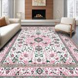 Ultra Soft Area Rug, Non Slip, Stain Resistant, Washable Area Rugs for Living Room, Bedroom, Contemporary Artistic Floral Fusion(White)