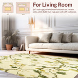Ultra Soft Area Rug, Non Slip, Stain Resistant, Washable Area Rugs for Living Room, Bedroom, Botanical Beige Runner Floral Hallway Entryway Leaf Mat(Ivory)