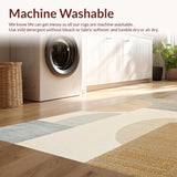 Ultra Soft Area Rug, Non Slip, Stain Resistant, Washable Area Rugs for Living Room, Bedroom, Handmade Ivory Bedroom Minimalist Abstract Wool Carpet(Beige)