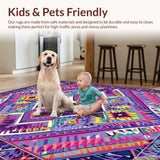 Ultra Soft Area Rug, Non Slip, Stain Resistant, Washable Area Rugs for Living Room, Bedroom, Vibrant Trellis Patterned Accent(Purple)