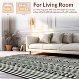 Ultra Soft Area Rug, Non Slip, Stain Resistant, Washable Area Rugs for Living Room, Bedroom, Wild Savanna Inspired Carpet With Sophisticated Contrast Line Arrangement(Black)