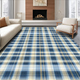 Ultra Soft Area Rug, Non Slip, Stain Resistant, Washable Area Rugs for Living Room, Bedroom, Subtle Tartan Elegance in Blue(Yellow)