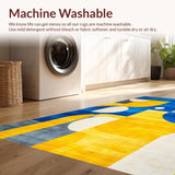 Ultra Soft Area Rug, Non Slip, Stain Resistant, Washable Area Rugs for Living Room, Bedroom, Stylish Geometric Linear Arrangement(Yellow)