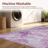 Ultra Soft Area Rug, Non Slip, Stain Resistant, Washable Area Rugs for Living Room, Bedroom, Elegant Lattice Design Flourish(Purple)